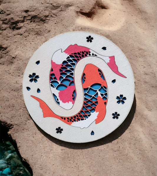 Tableau représentant des koï