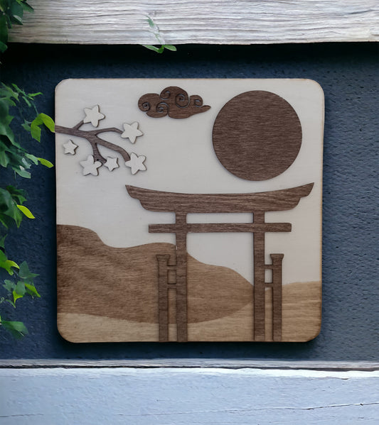 Tableau Japonais avec porte torii